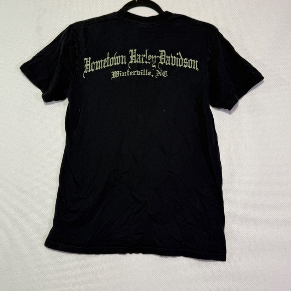 Harley Davidson Skull Piston Graphic T Shirt Men's Size Medium Black Vintage - Picture 2 of 4